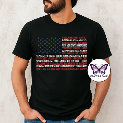 Flag States Black Flag Shirt w/States