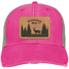 Hat Pink Rectangle Patch Getaway Bar Distressed Trucker Hat