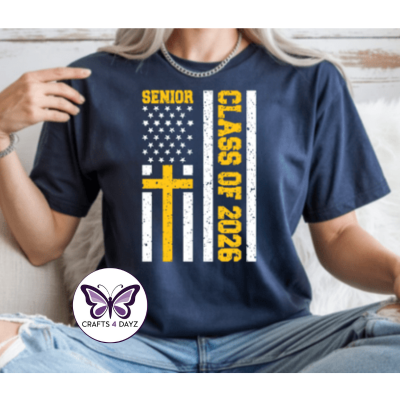Senior Flag Cross Blue-Gold Senior Flag T-Shirt