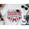 Senior Pink Bow White Senior T-Shirt with Pink Bow