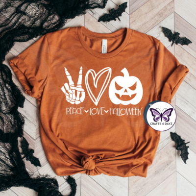 Peace Love Halloween Orange Peace Love Halloween T-Shirt